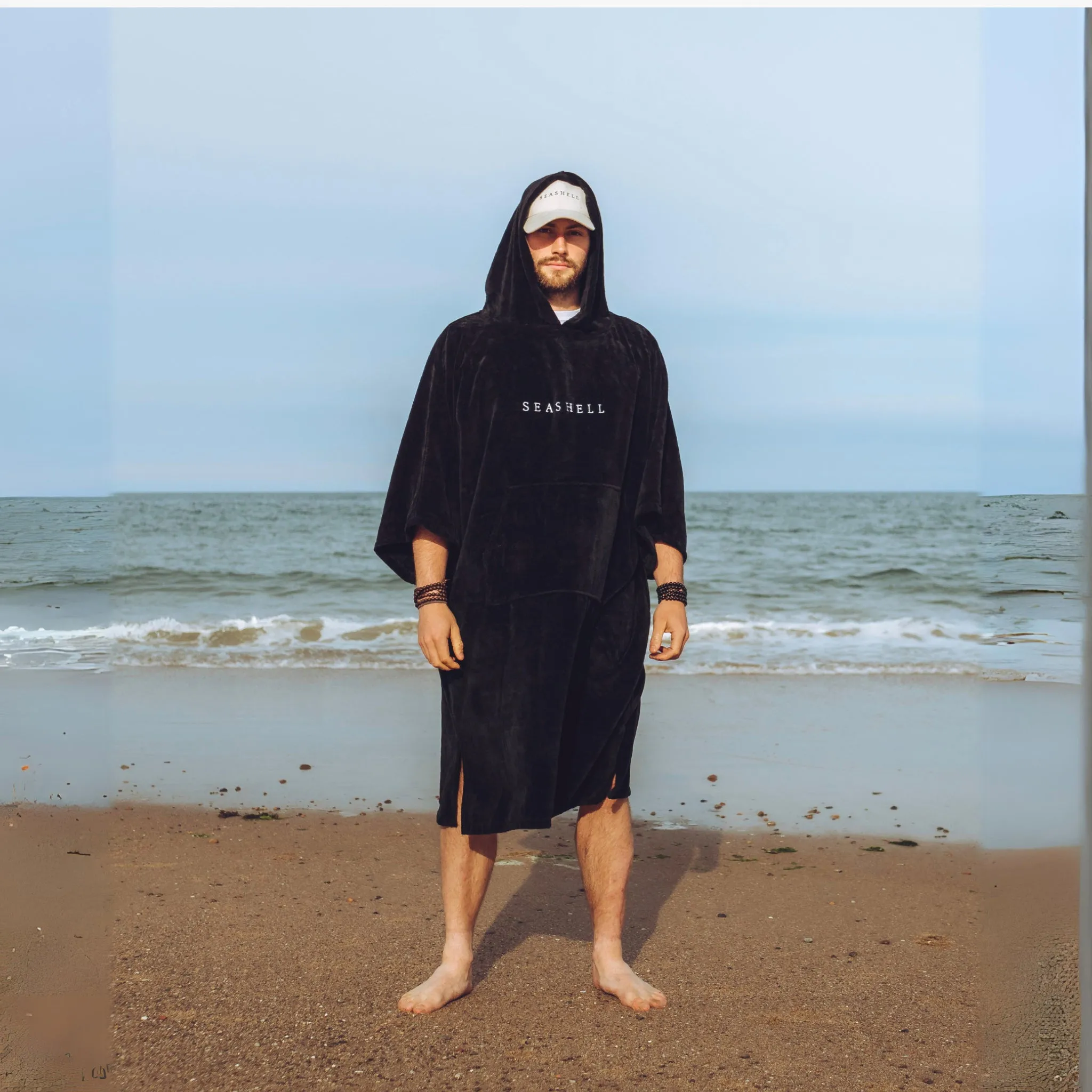 Organic Towelling Robe Black