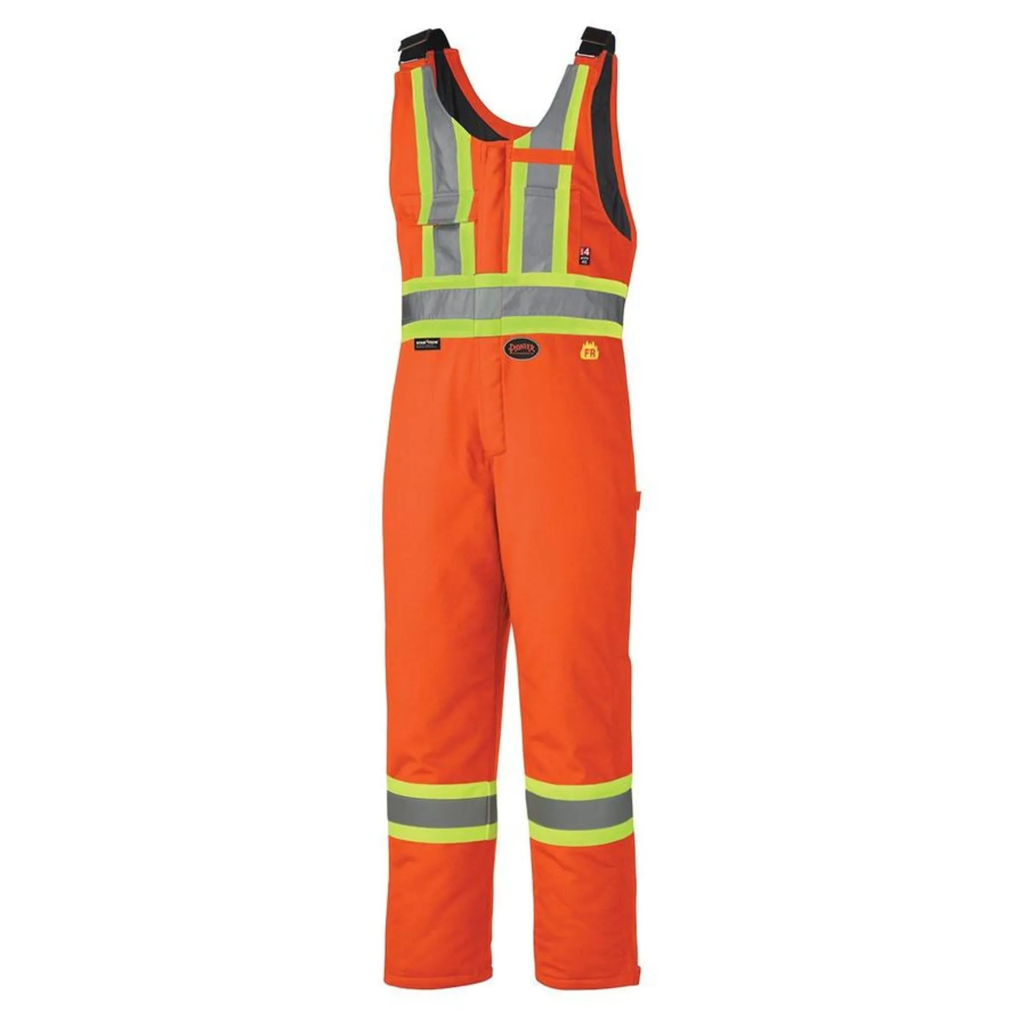 Pioneer Men's Hi Vis Winter Bib Overalls - CSA Certified, Flame Resistant, Cotton, Reflective Tape, Adjustable Straps, For Cold Weather | Sizes S-5XL