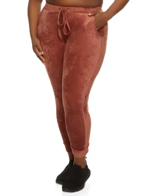 Plus Size Velour High Waisted Joggers