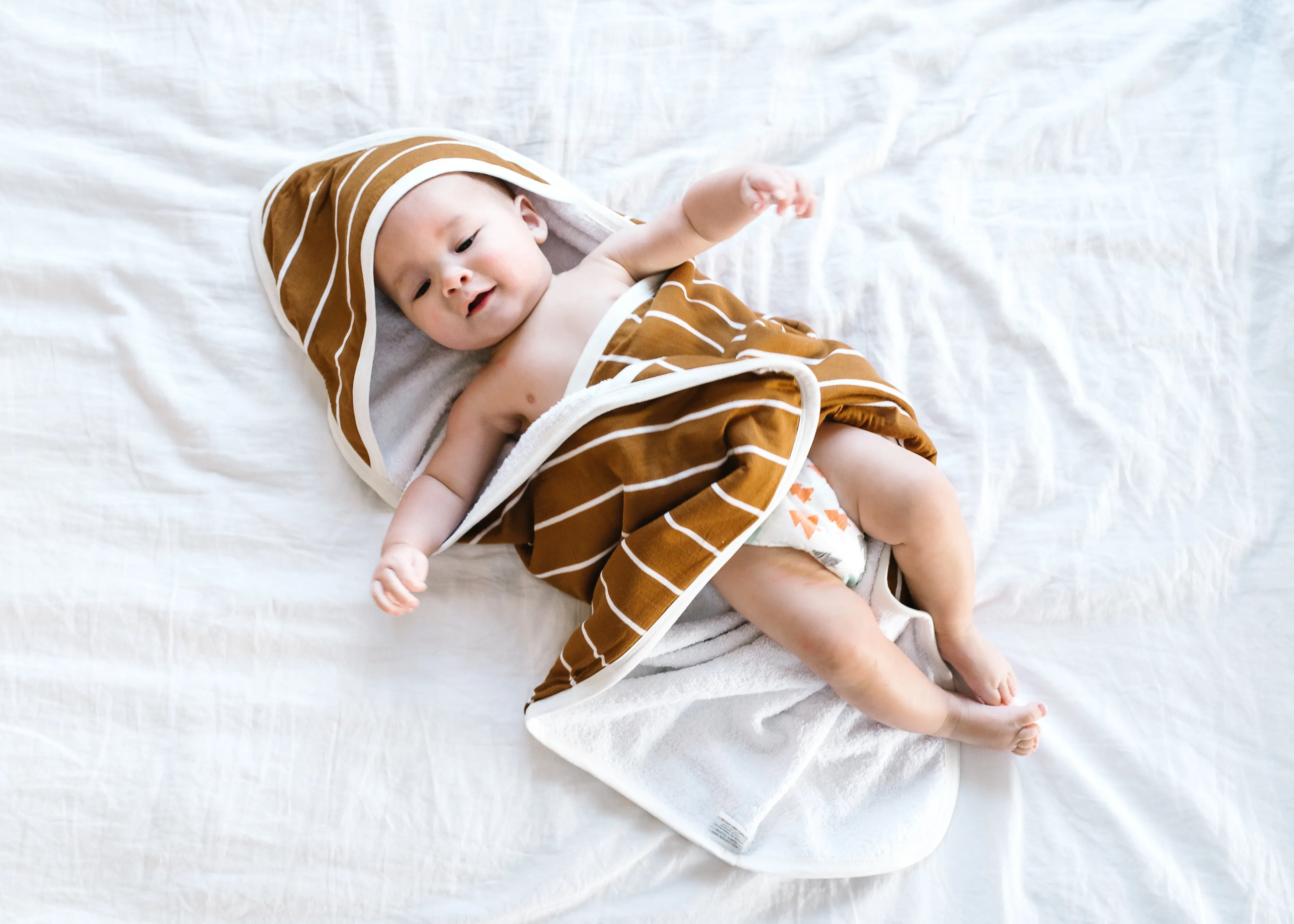 Premium Baby Knit Hooded Towel - Camel