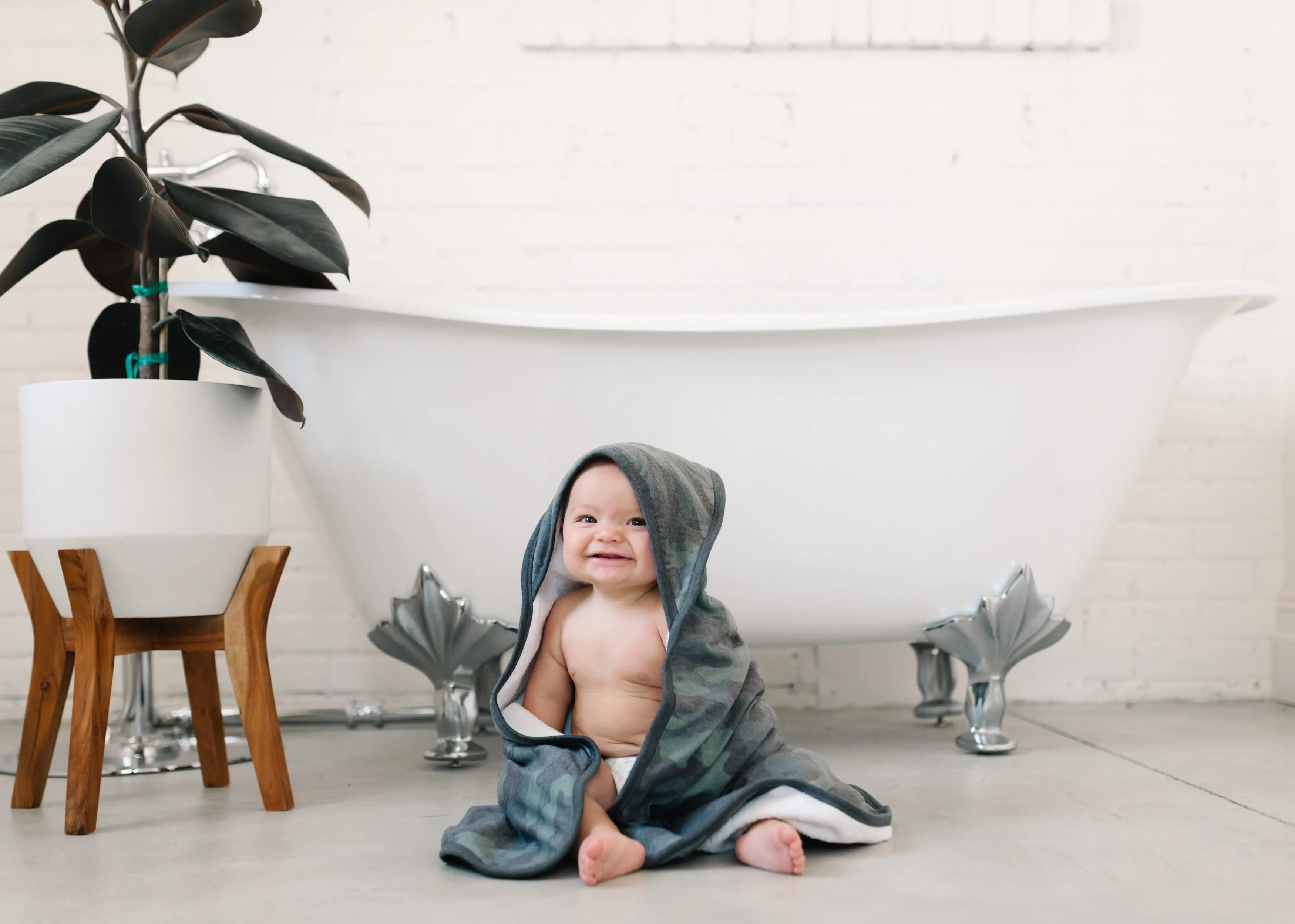 Premium Baby Knit Hooded Towel - Hunter
