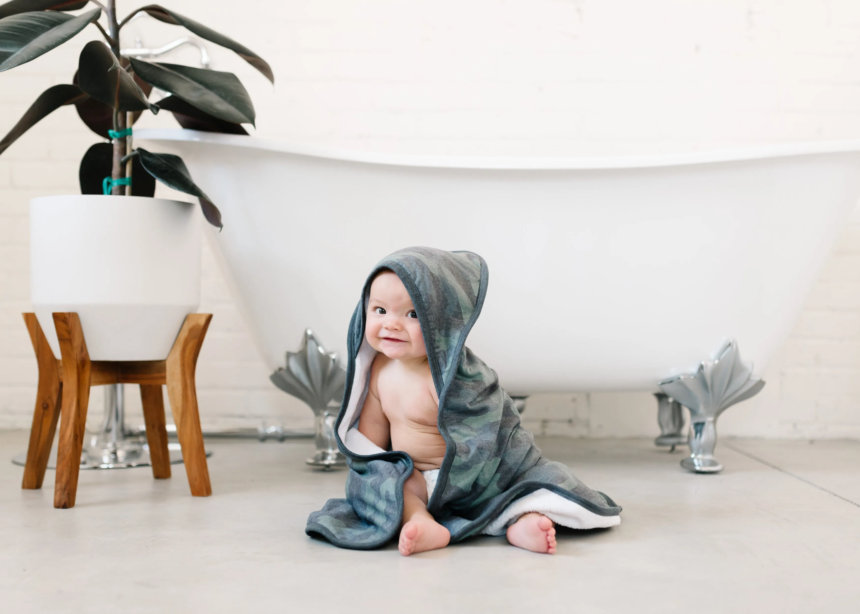 Premium Baby Knit Hooded Towel - Hunter