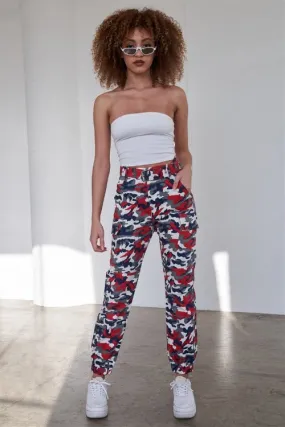RED WHITE & BLUE CARGO JOGGERS