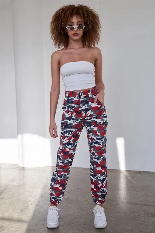 RED WHITE & BLUE CARGO JOGGERS