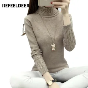 Refeeldeer Women Turtleneck Winter Sweater Women 2017 Long Sleeve Knitted Women Sweaters And Pullovers Female Jumper Tops Jersey