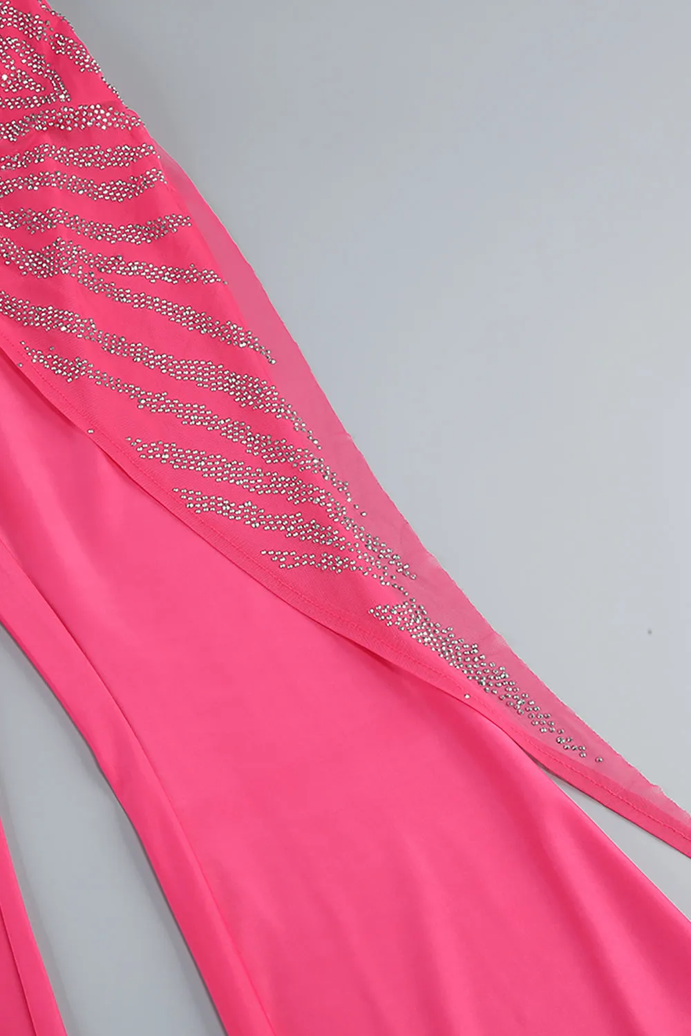 Rhinestone Embellished Jumpsuit In Rose Red