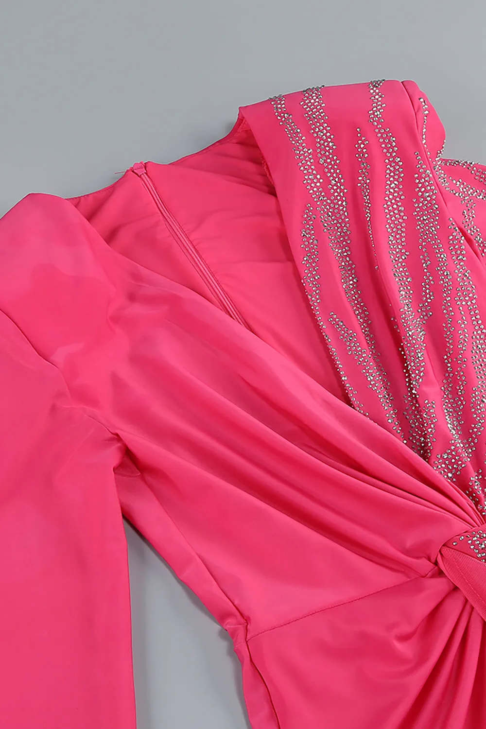 Rhinestone Embellished Jumpsuit In Rose Red