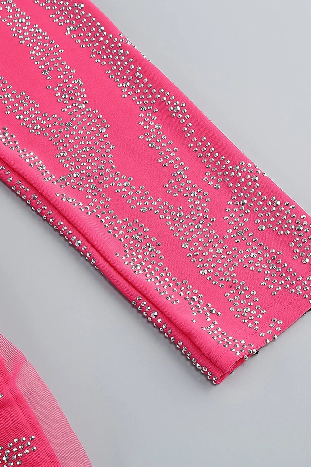 Rhinestone Embellished Jumpsuit In Rose Red