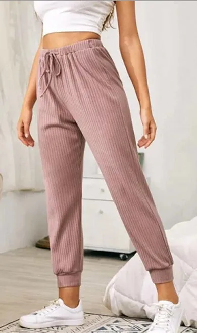 Ribbed Comfy High-Waisted Trousers/Joggers