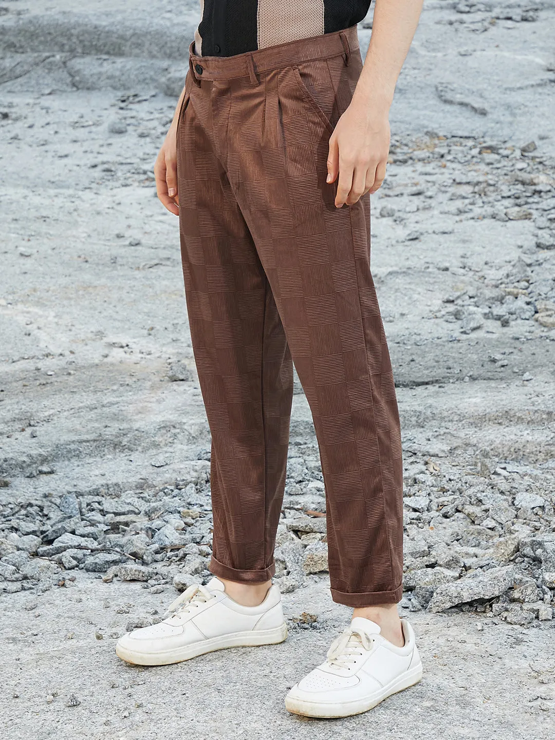 Ribbed-Tactile Tailored Trousers