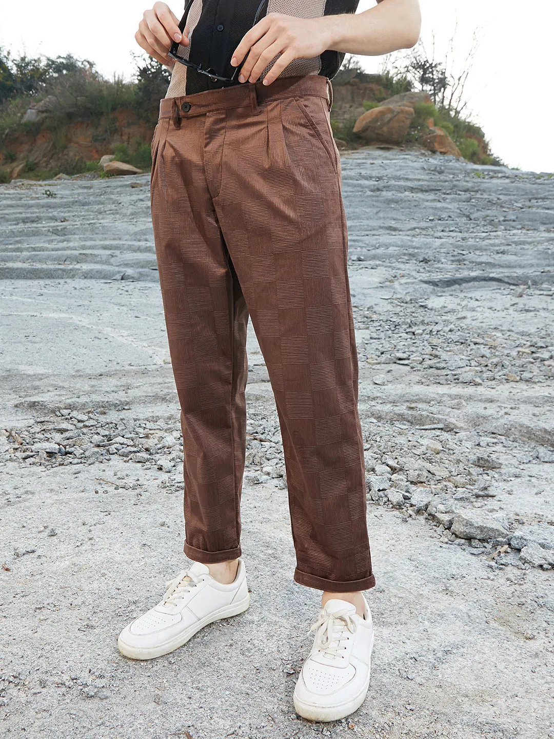 Ribbed-Tactile Tailored Trousers
