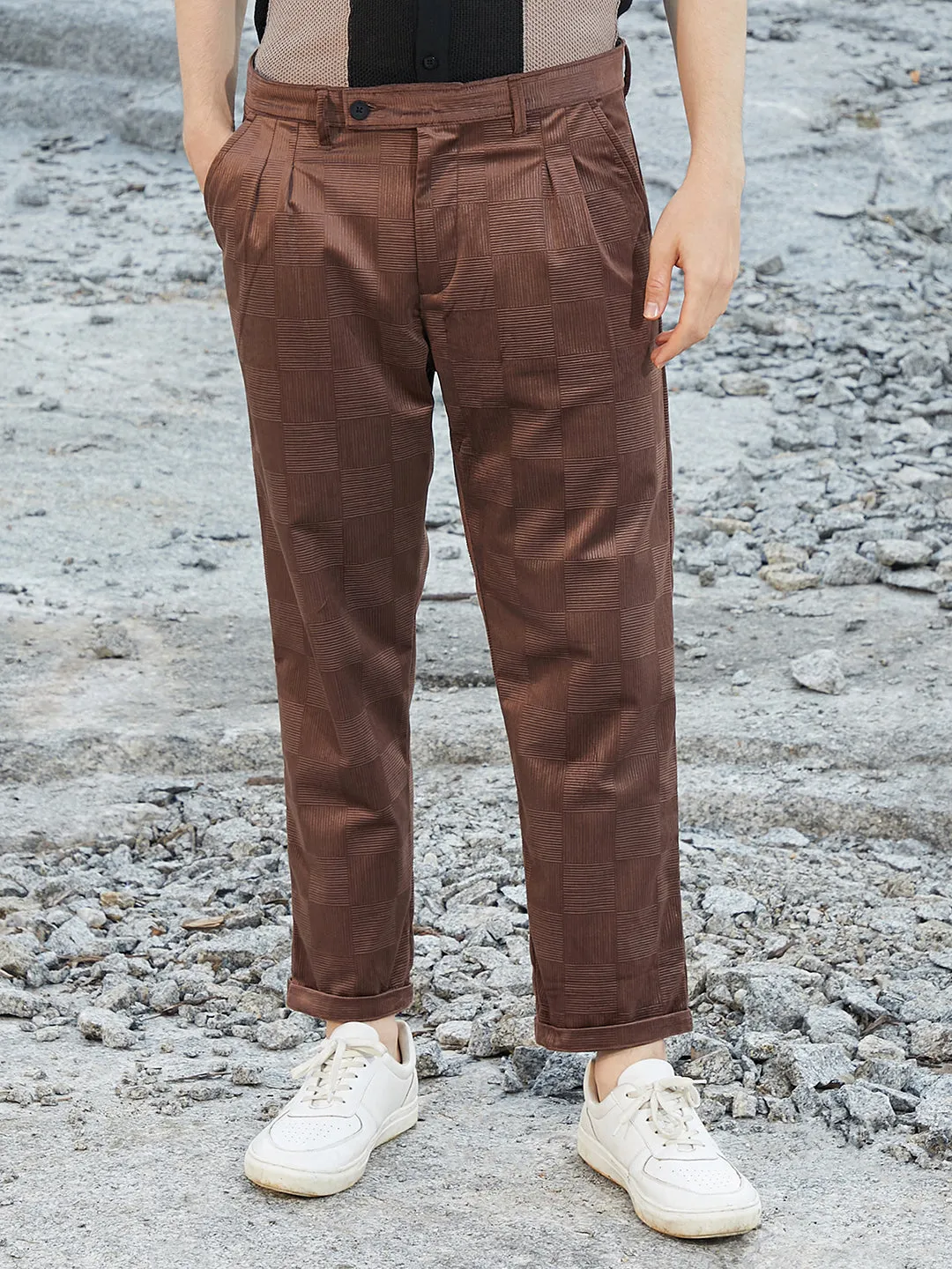 Ribbed-Tactile Tailored Trousers