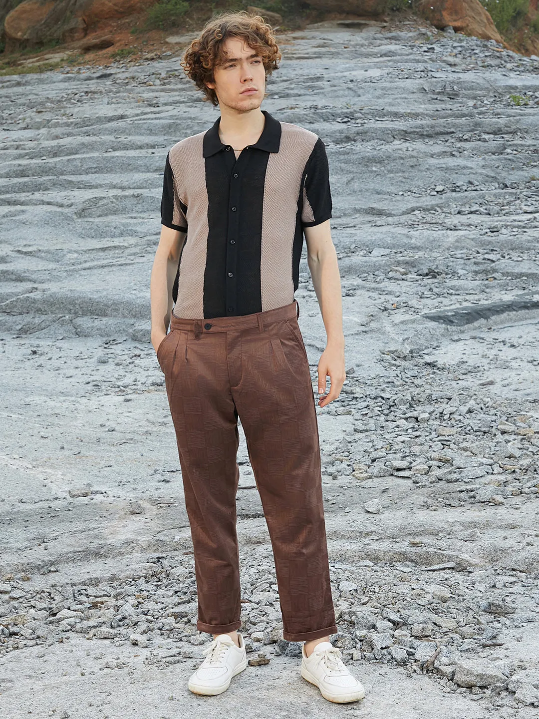 Ribbed-Tactile Tailored Trousers