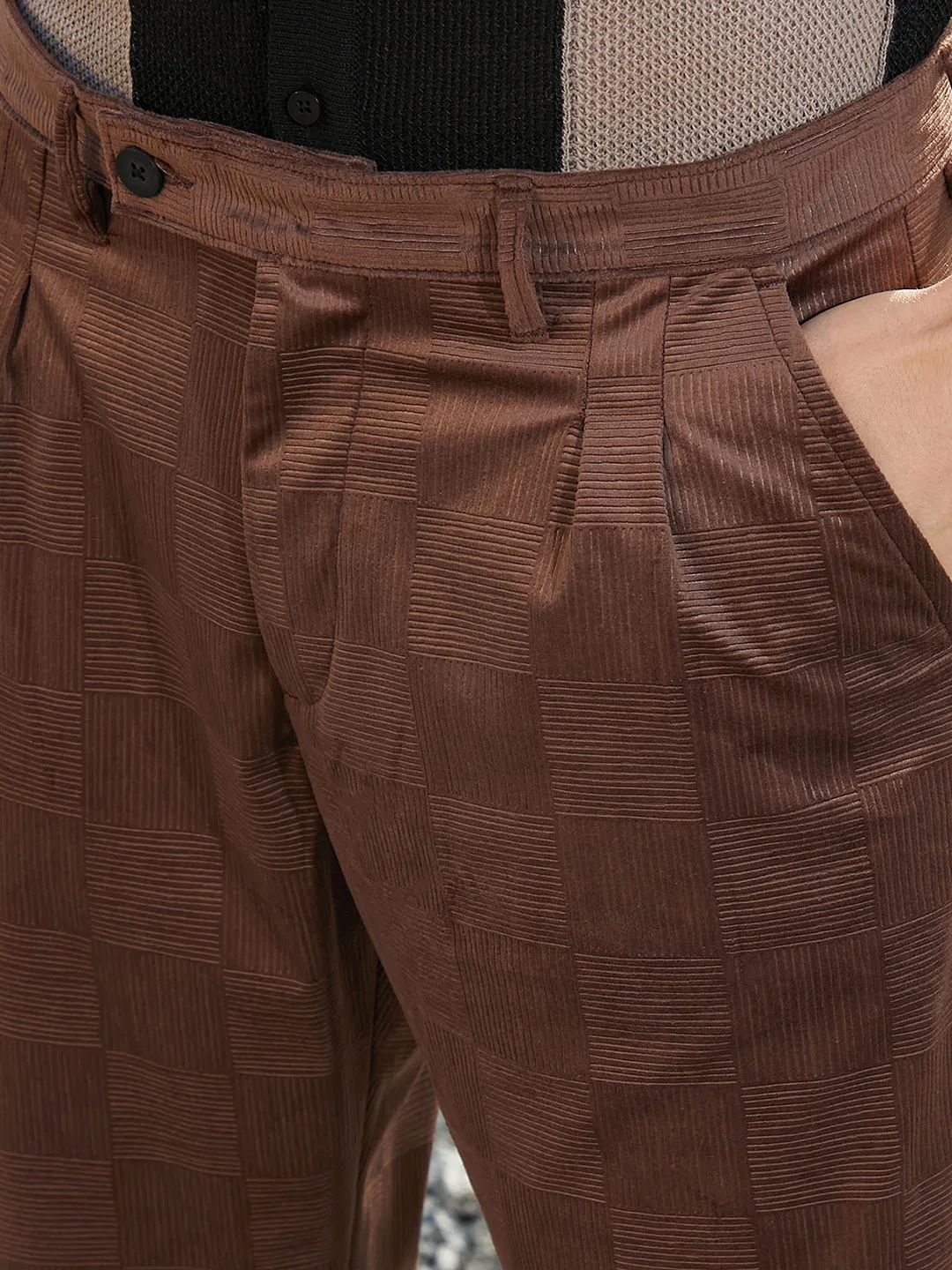 Ribbed-Tactile Tailored Trousers