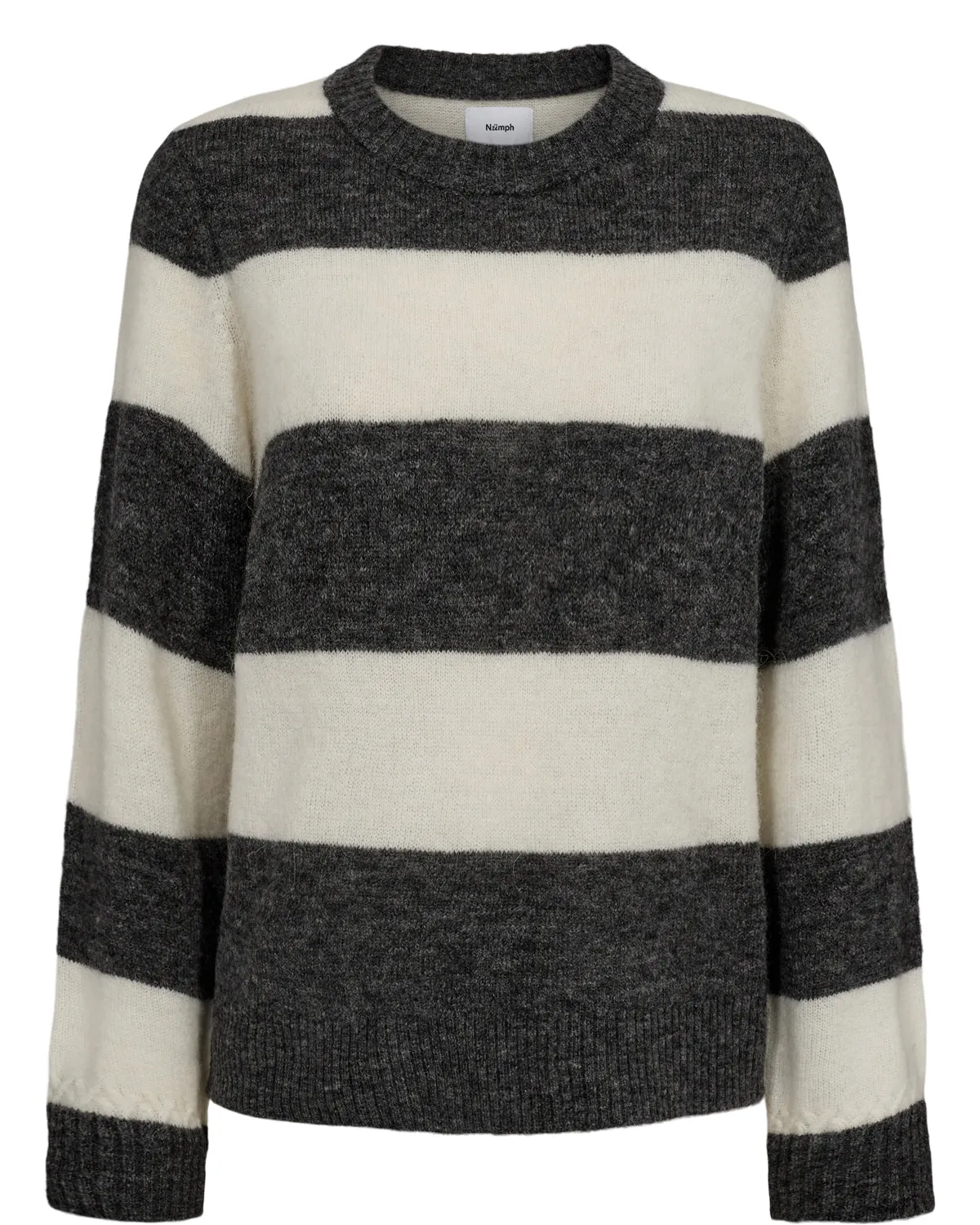 Riette Big Stripe Pullover Dark Grey Melange