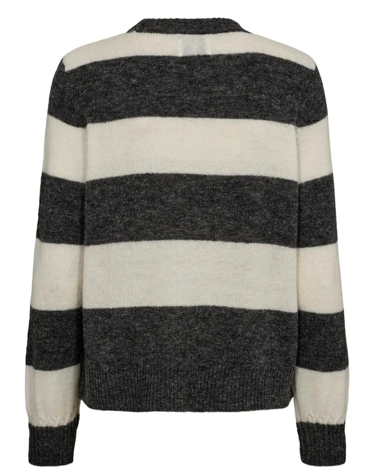 Riette Big Stripe Pullover Dark Grey Melange