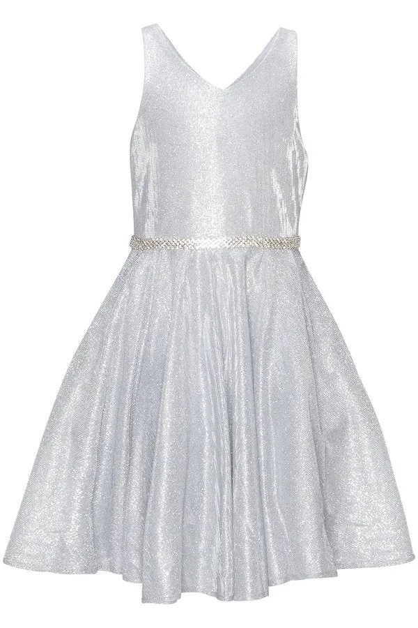 Shiny Metallic Girl Party Dress by Cinderella Couture USA AS8013