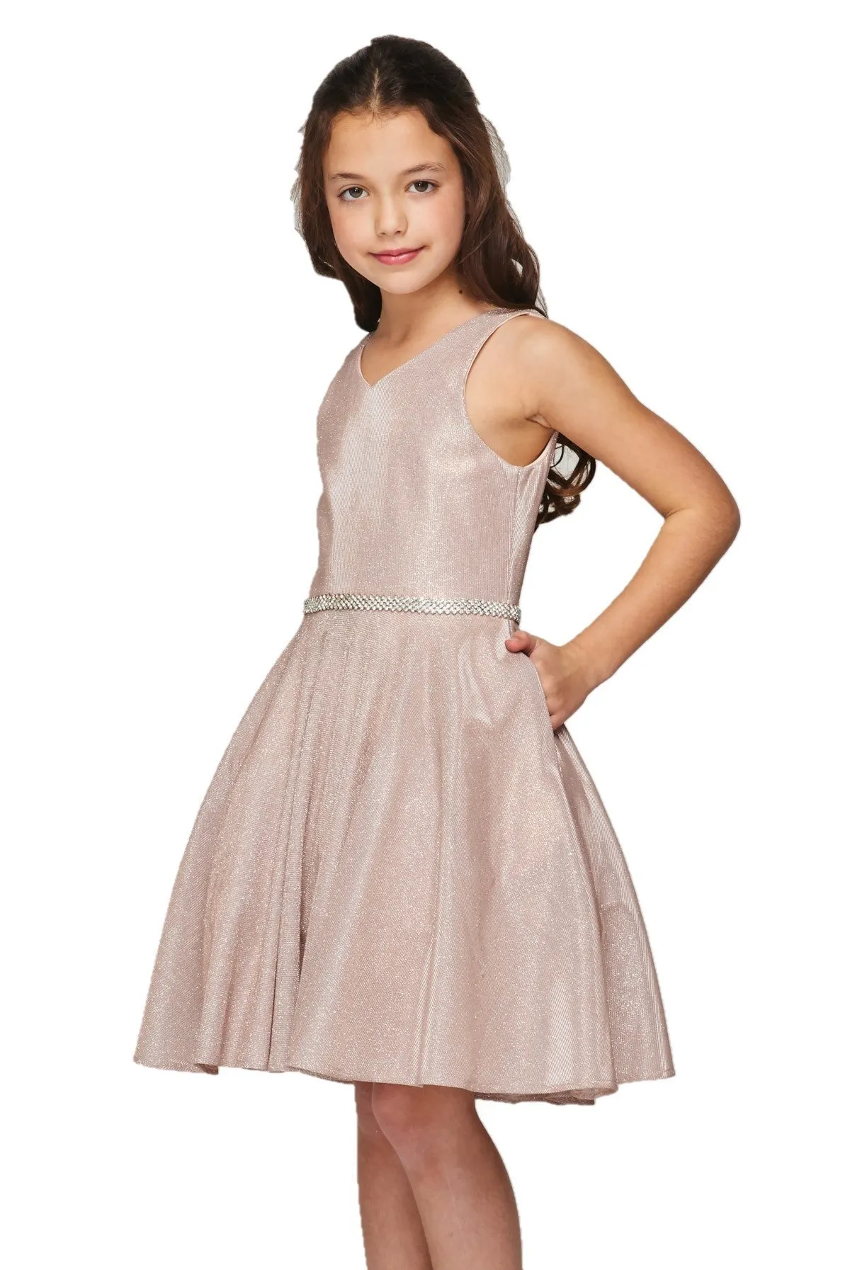 Shiny Metallic Girl Party Dress by Cinderella Couture USA AS8013