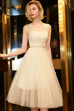 Shiny V-Neck Knee Length Party Dresses Charming Sequin Homecoming Dresses N1983