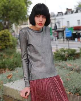 Sliver color Metallic Print jumper