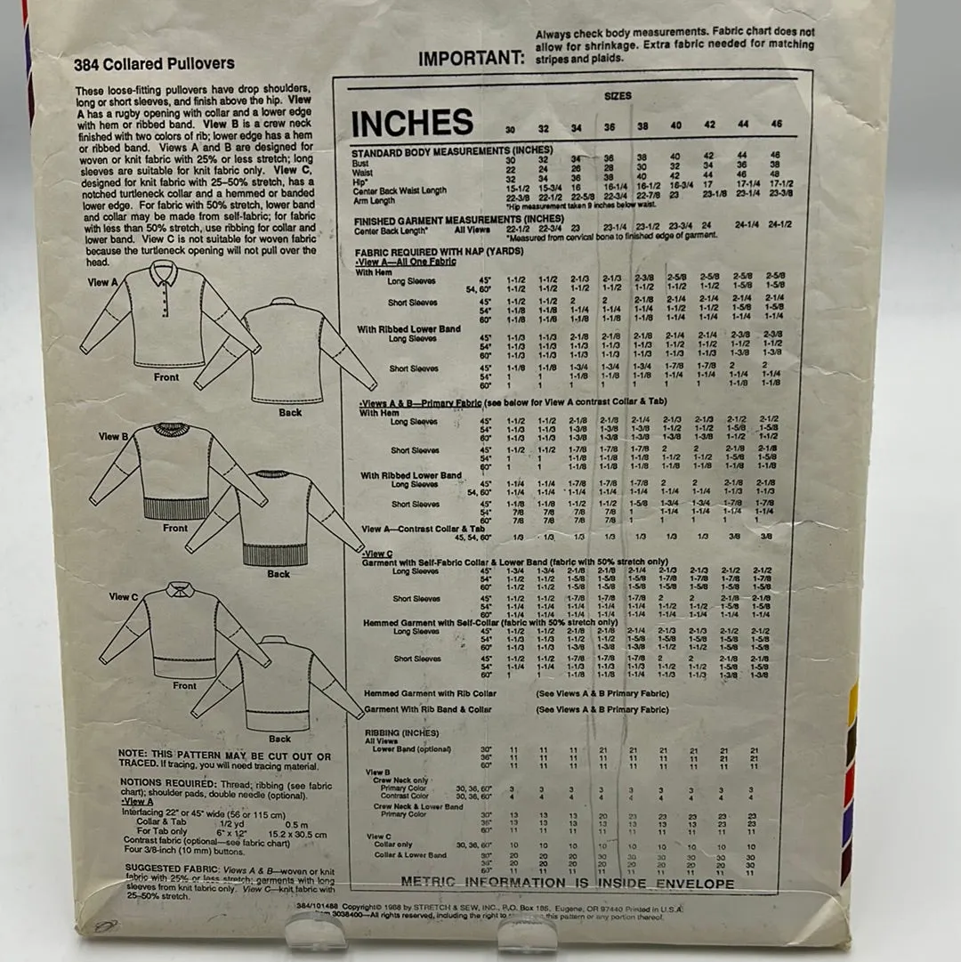 STRETCH N SEW Pattern, Collared Pullovers (PSS0384)