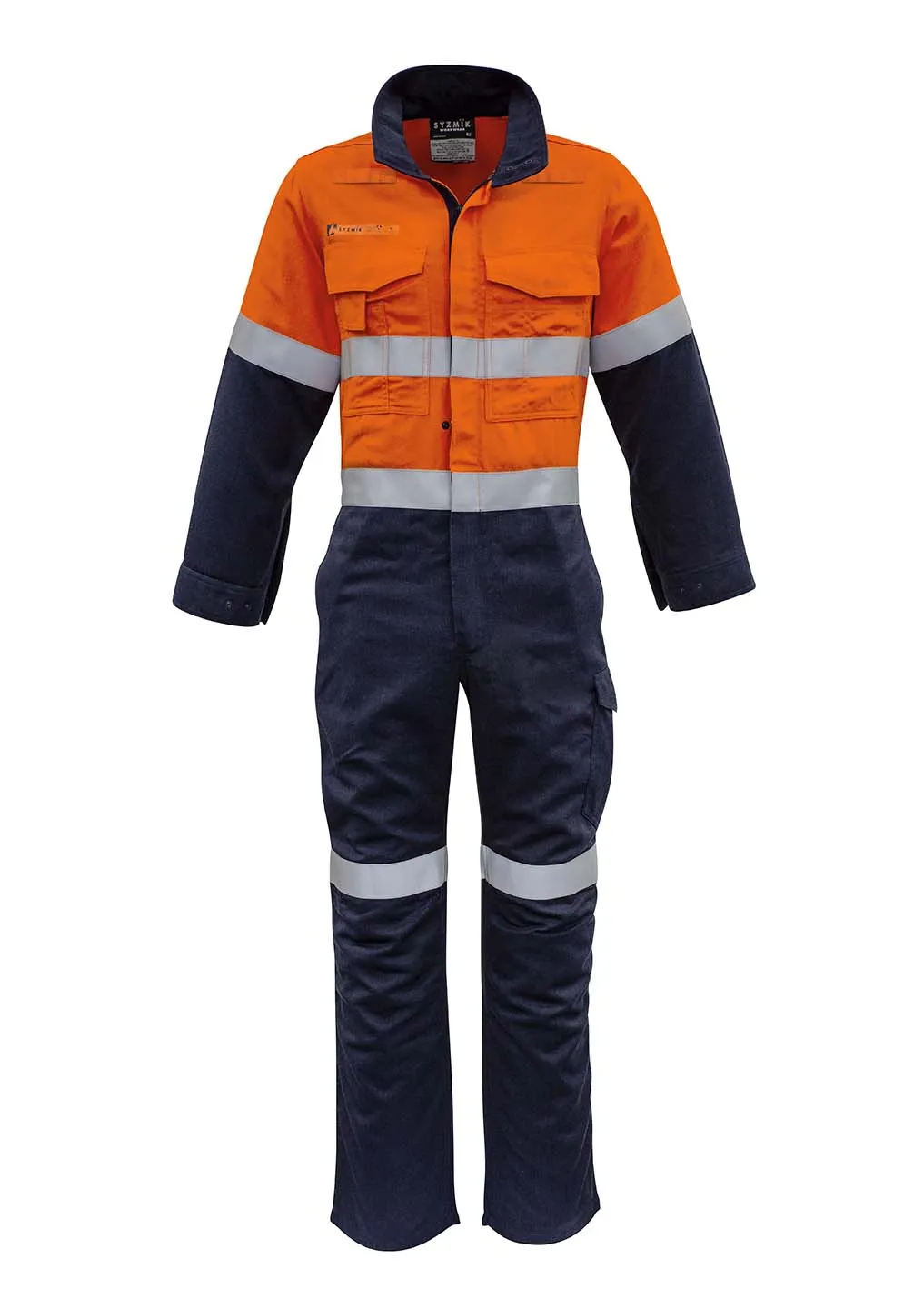SYZMIK Mens Orange Flame HRC 2 Hoop Taped Spliced Overall - ZC525
