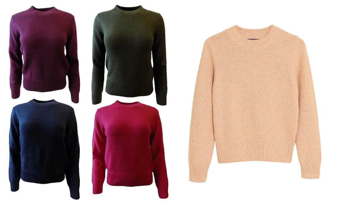 Thick Cable Cotton Textured Knitted Crew Neck Jumper