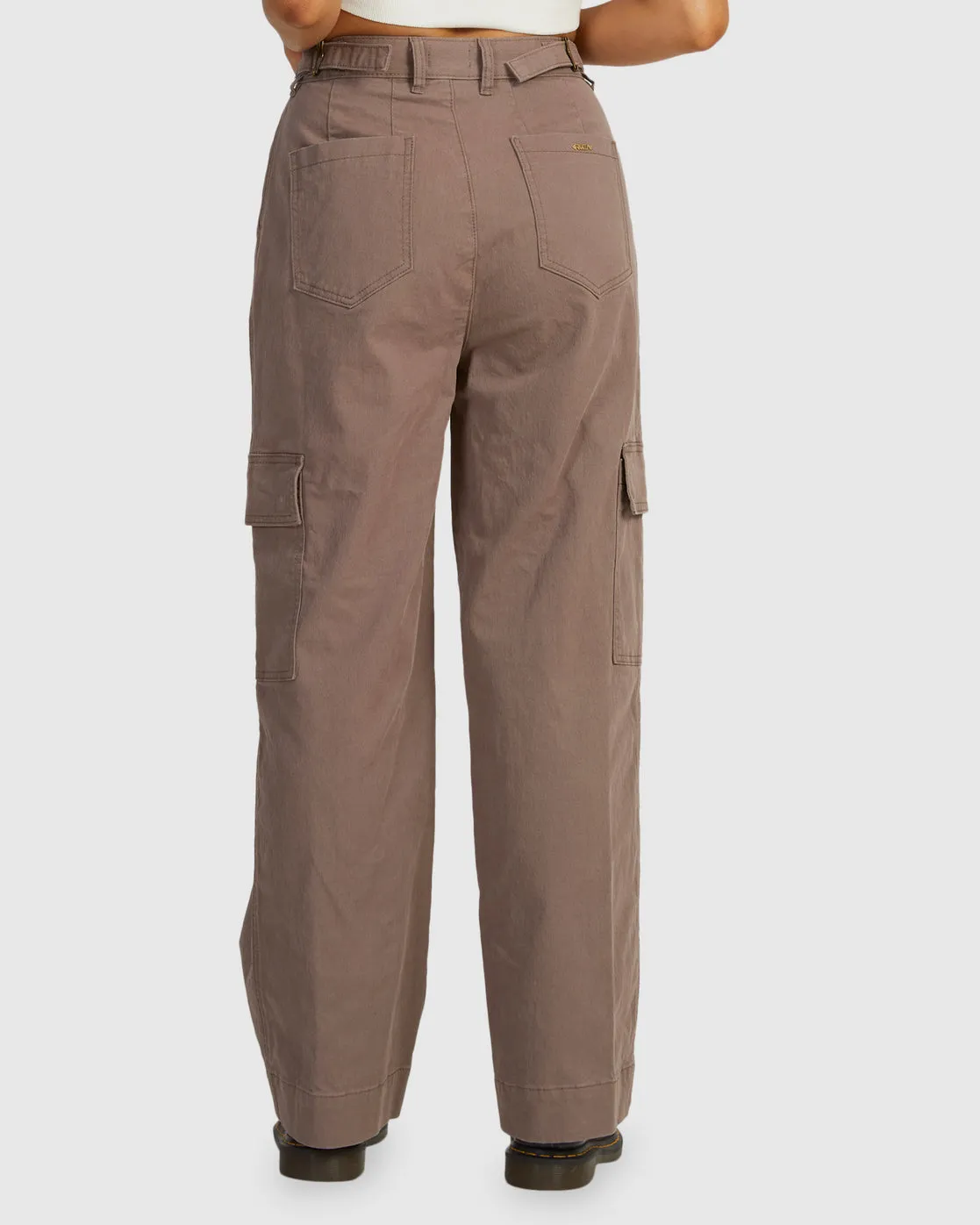Twill Cargo Wide Leg Pants - Iron