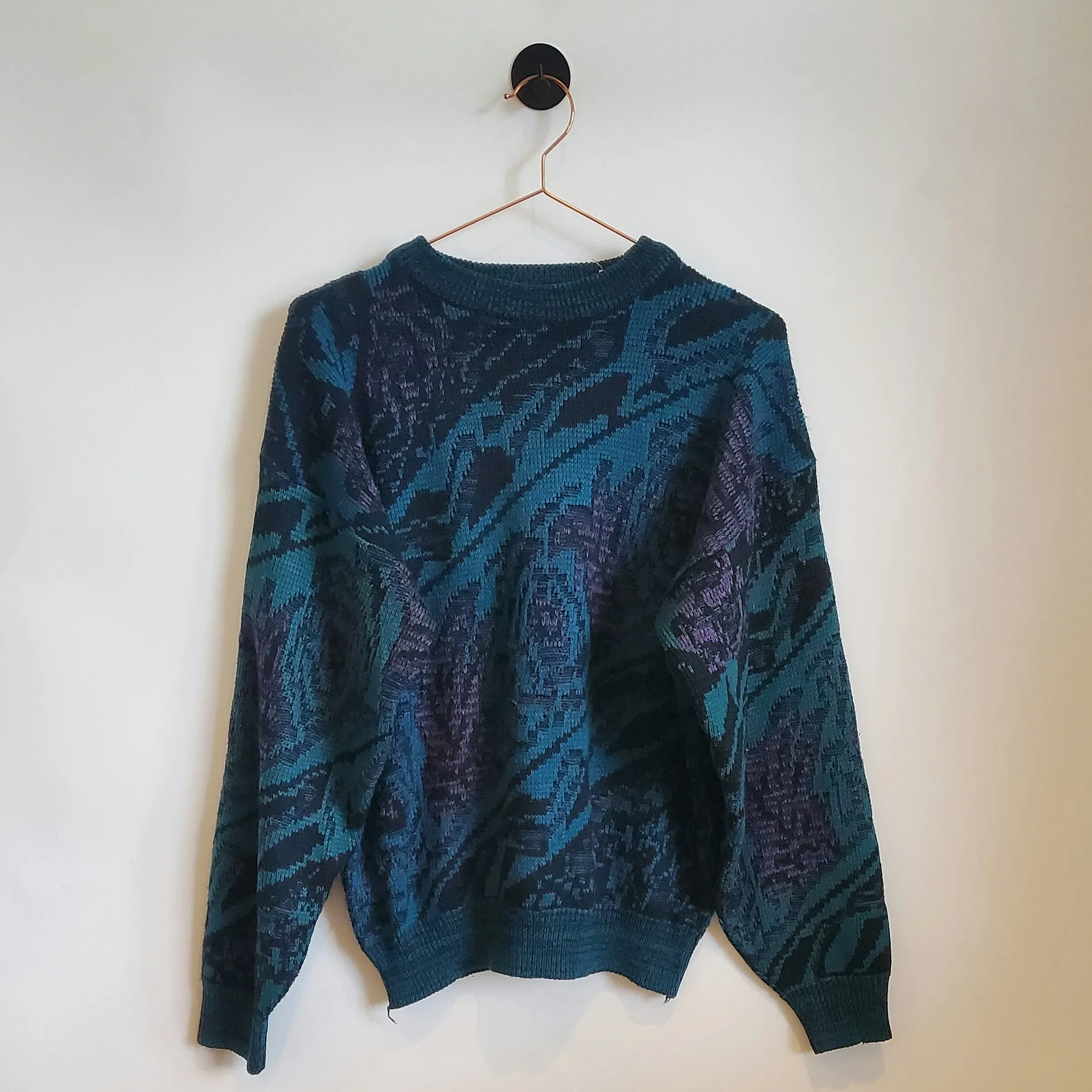 Vintage 80s Funky Pattern Knitted Jumper | Size M