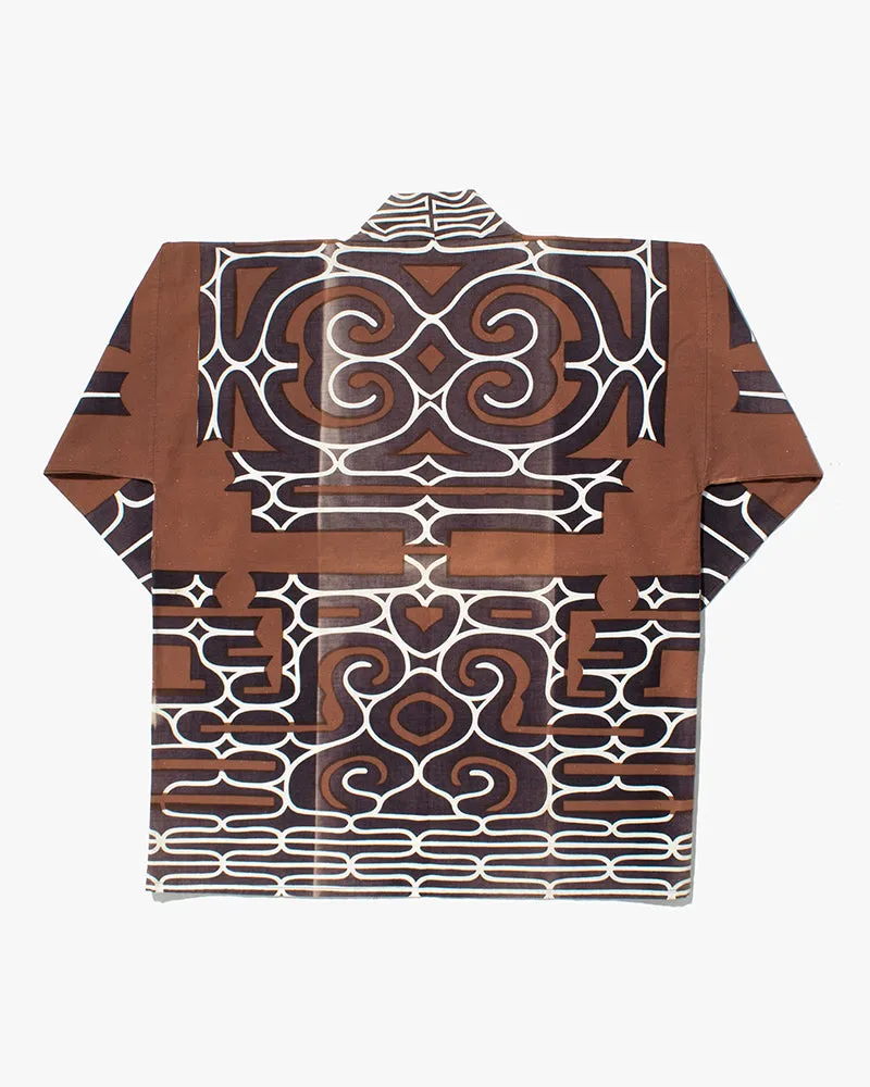 Vintage Ainu Robe, Brown Purple and White Details