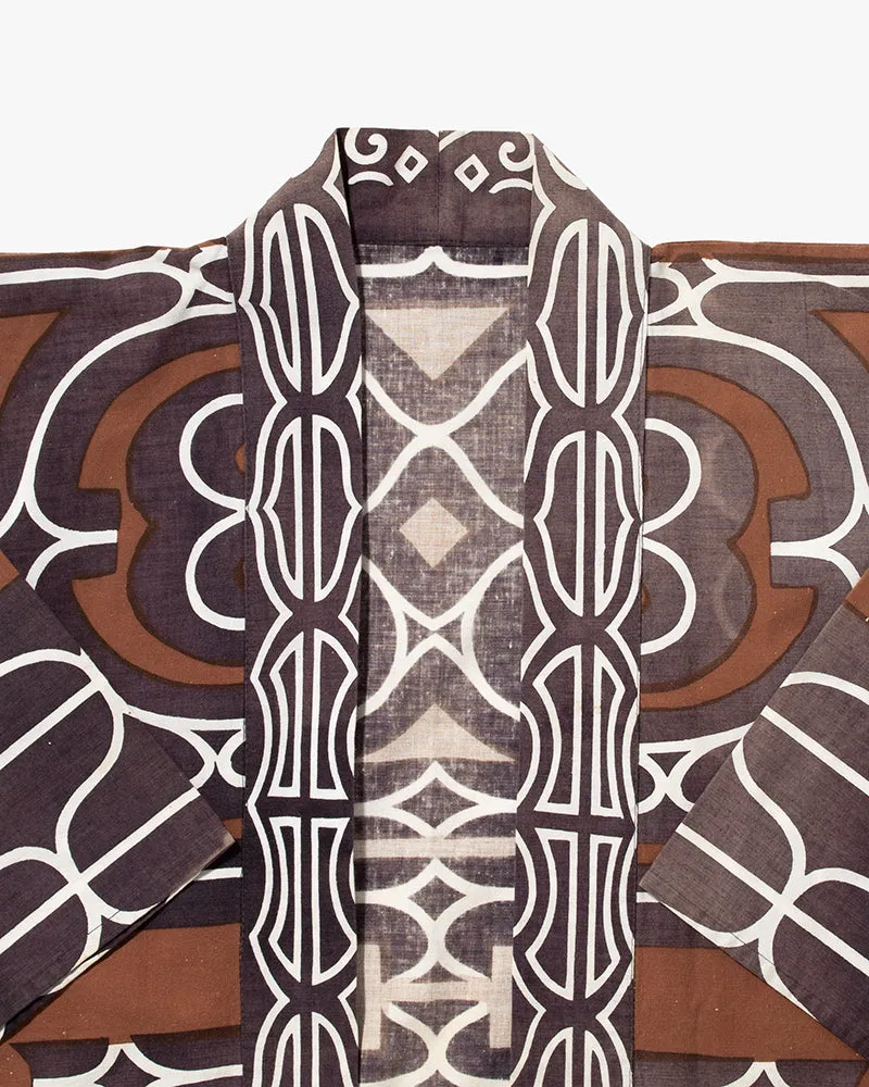Vintage Ainu Robe, Brown Purple and White Details