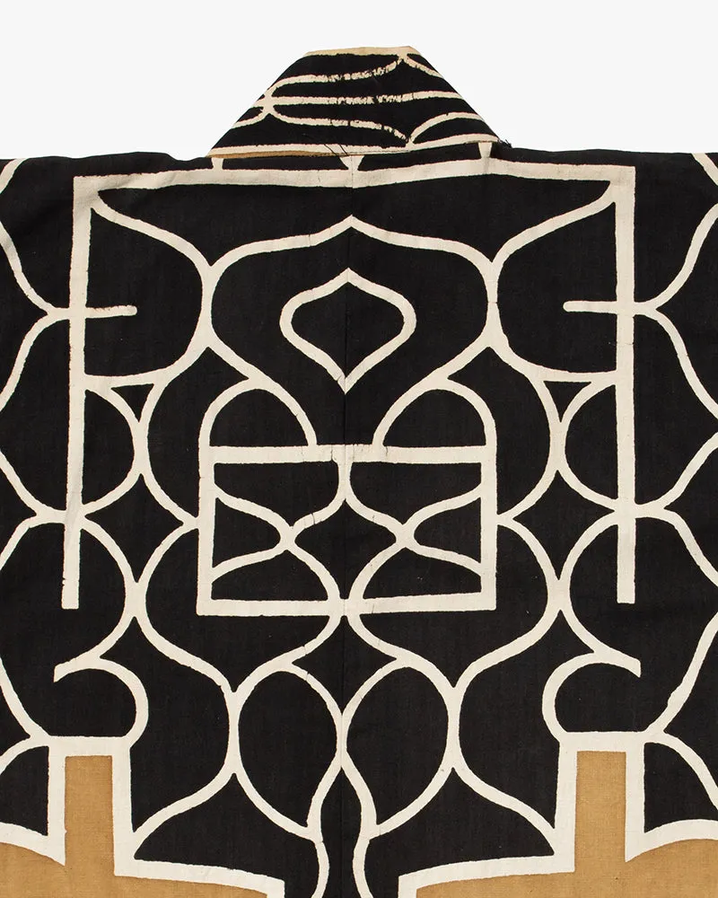Vintage Ainu Robe, Brown with Black and Cream Details