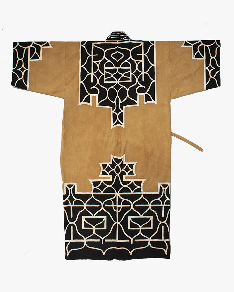 Vintage Ainu Robe, Brown with Black and Cream Details