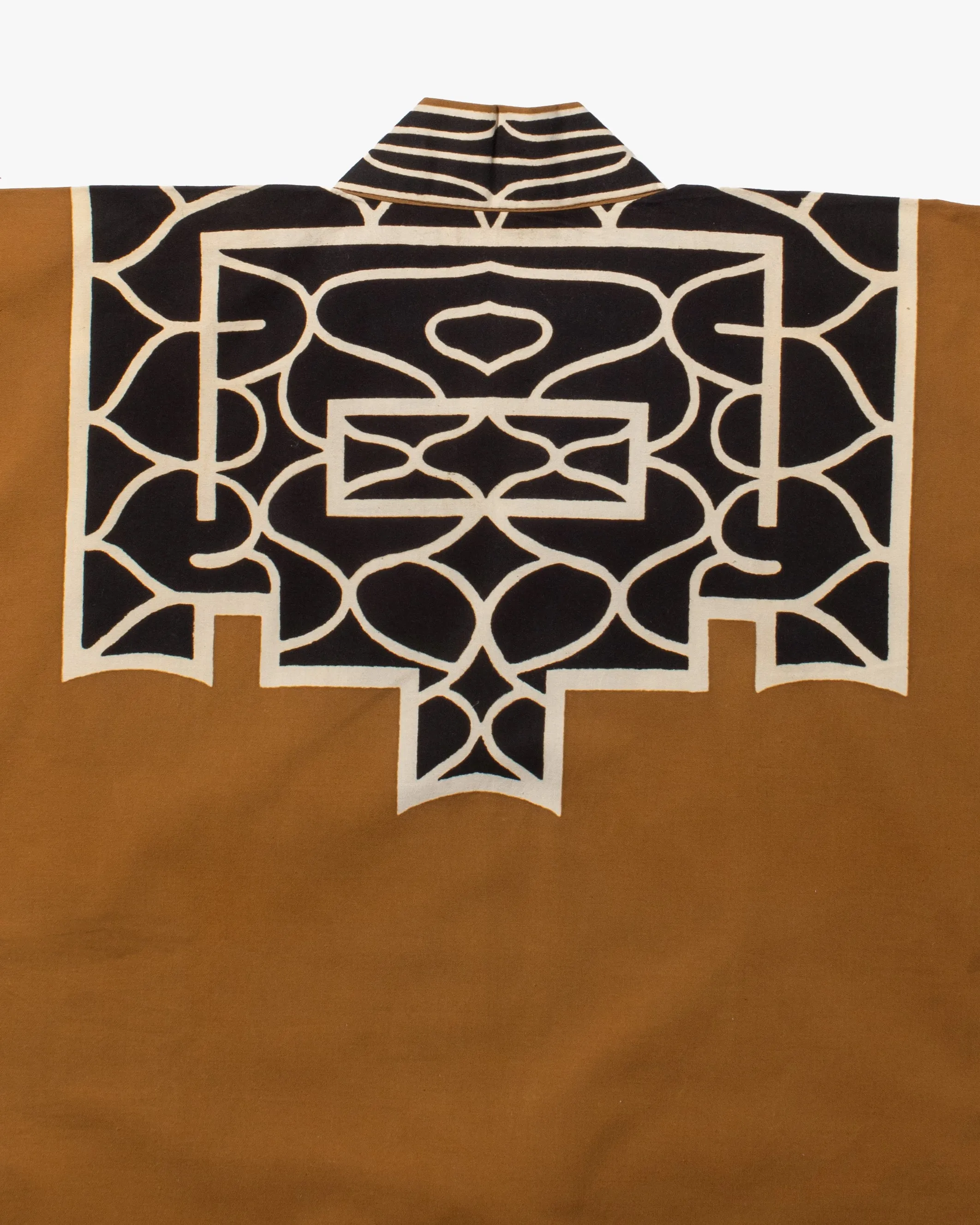 Vintage Ainu Robe, Long, Brown with Black and White Patterns