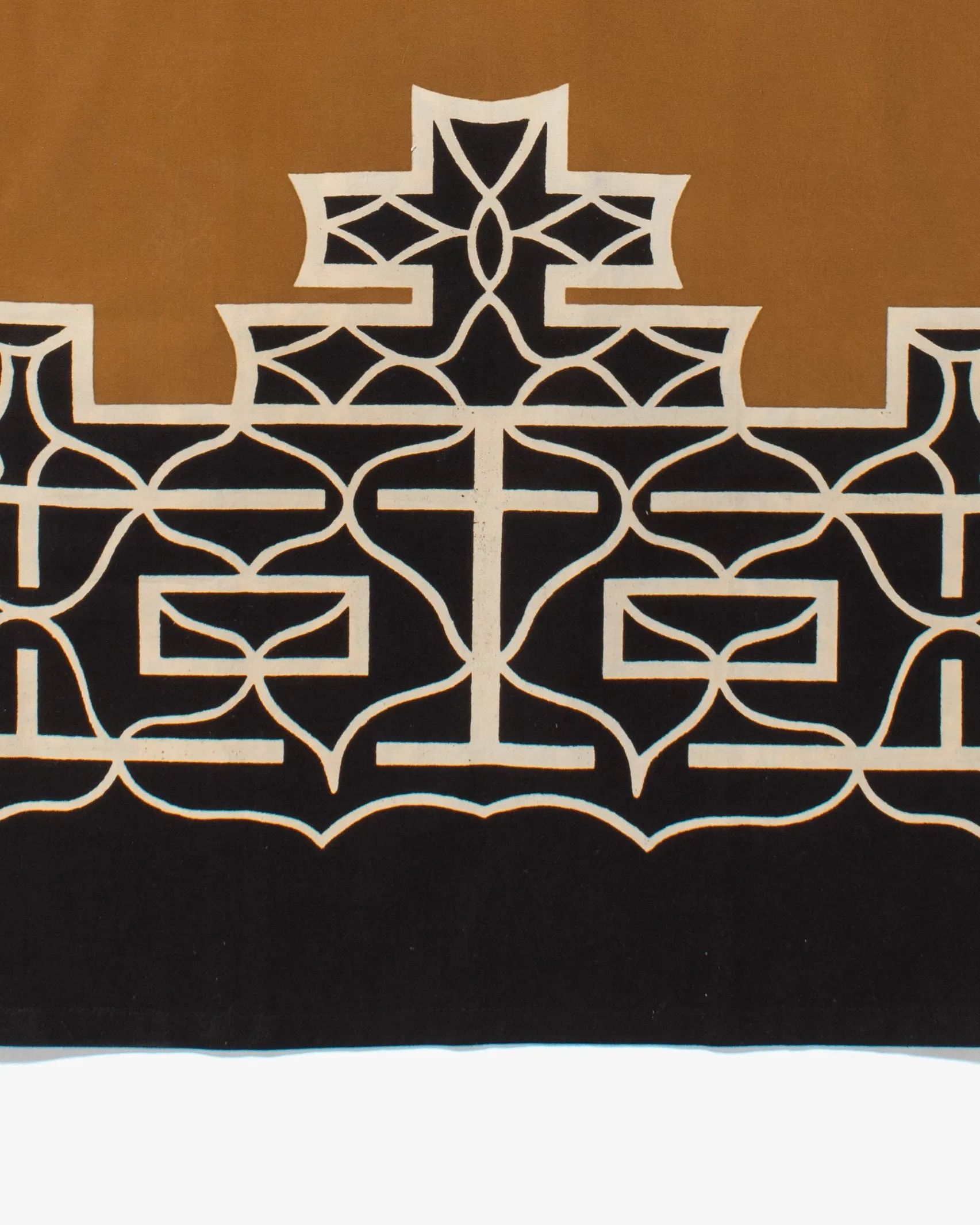 Vintage Ainu Robe, Long, Brown with Black and White Patterns