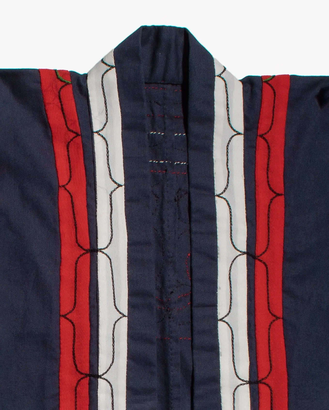 Vintage Ainu Robe, Short, Indigo with Red and White Patterns