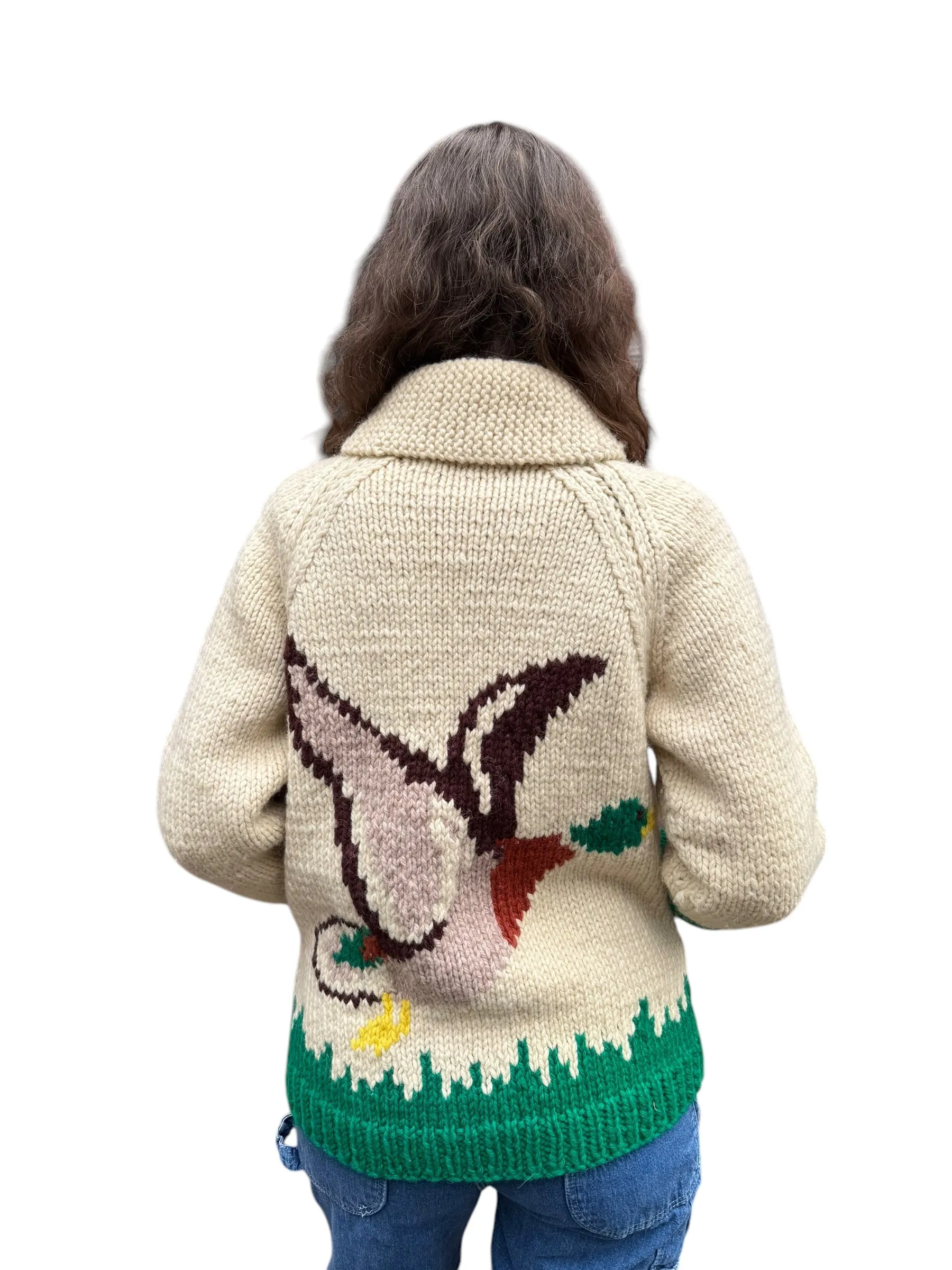 Vintage Duck Themed Cowichan Style Sweater SZ M