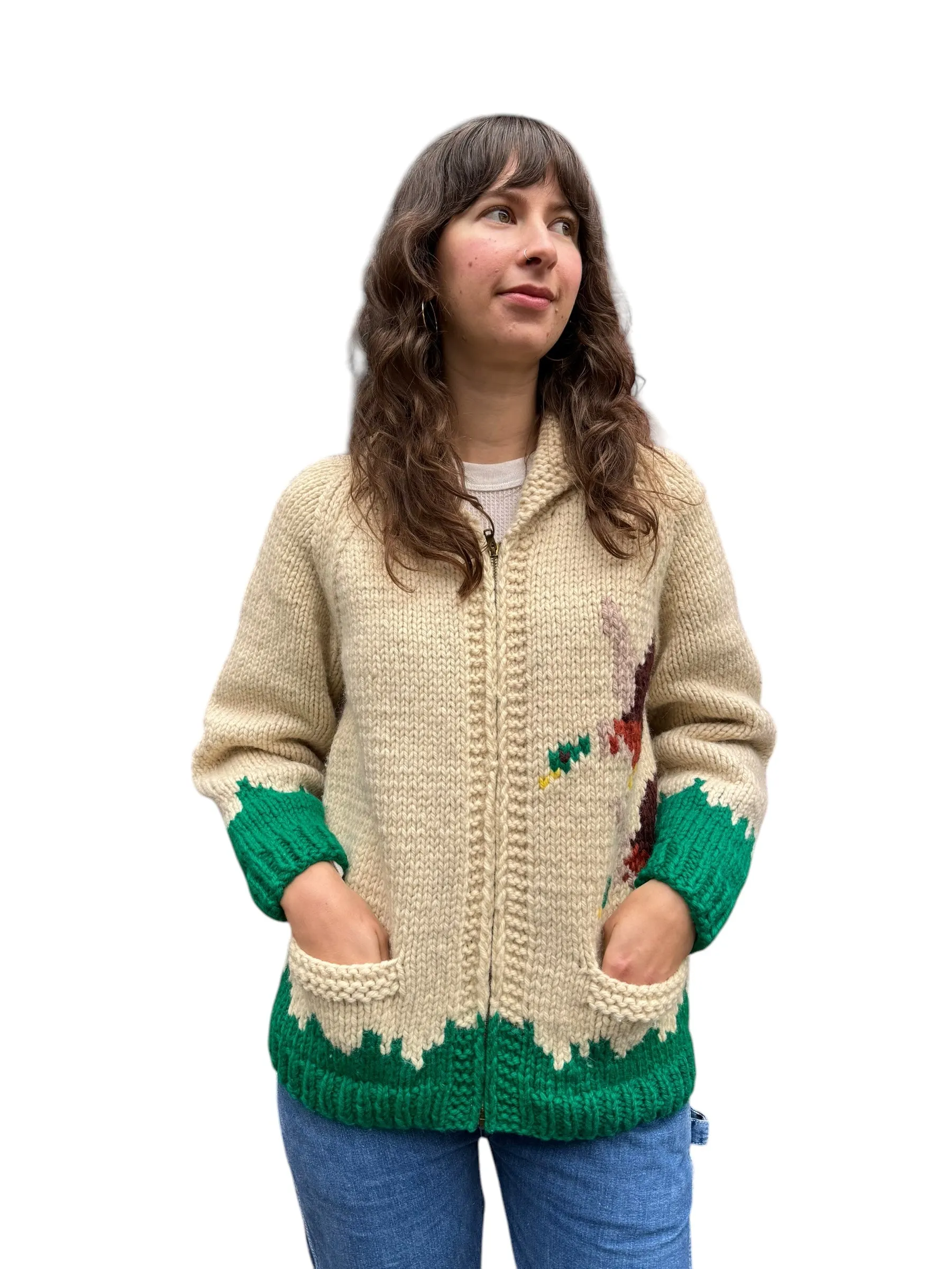 Vintage Duck Themed Cowichan Style Sweater SZ M