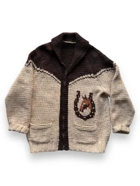 Vintage Horse Themed Cowichan Style Sweater SZ L