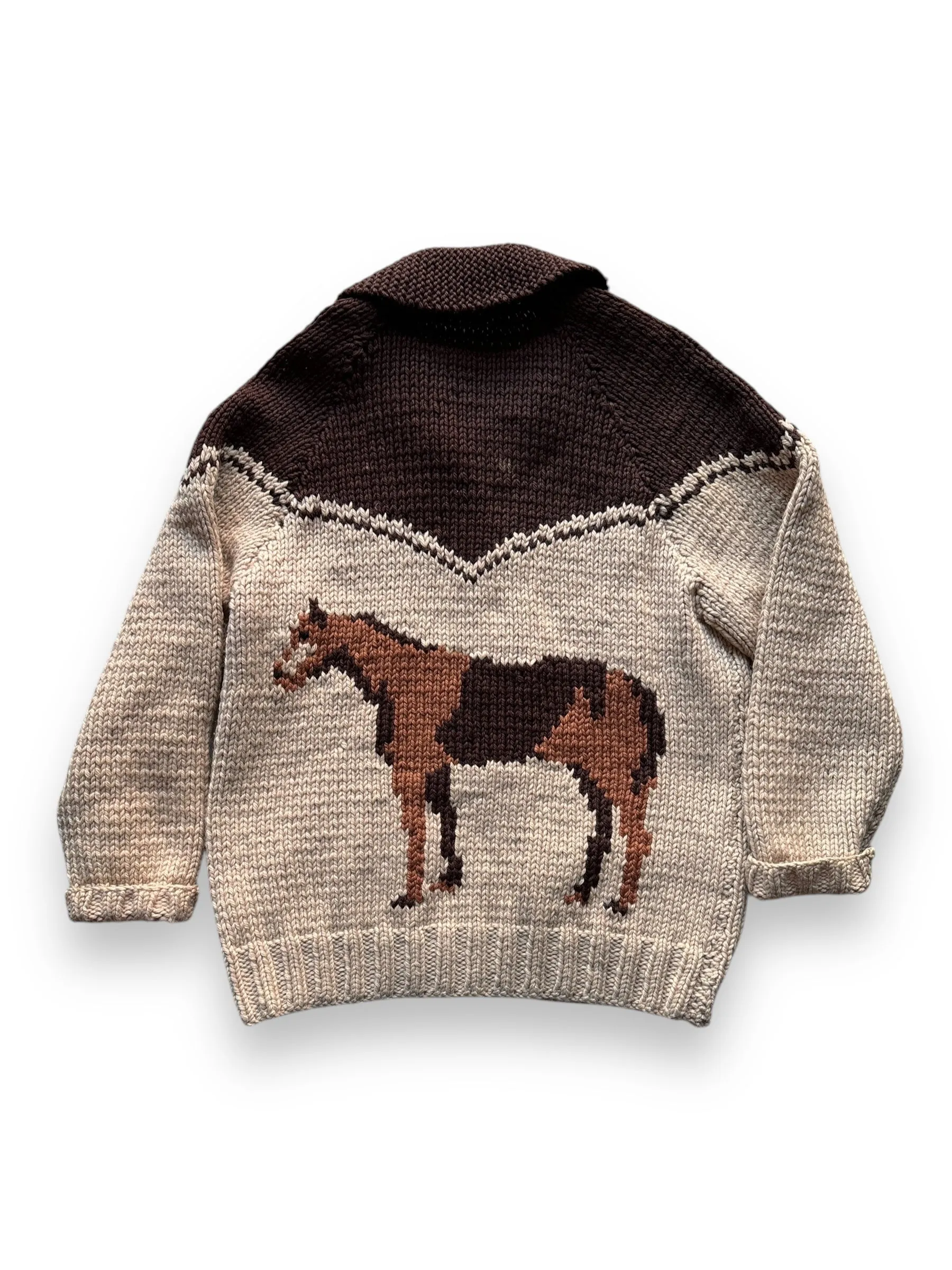 Vintage Horse Themed Cowichan Style Sweater SZ L