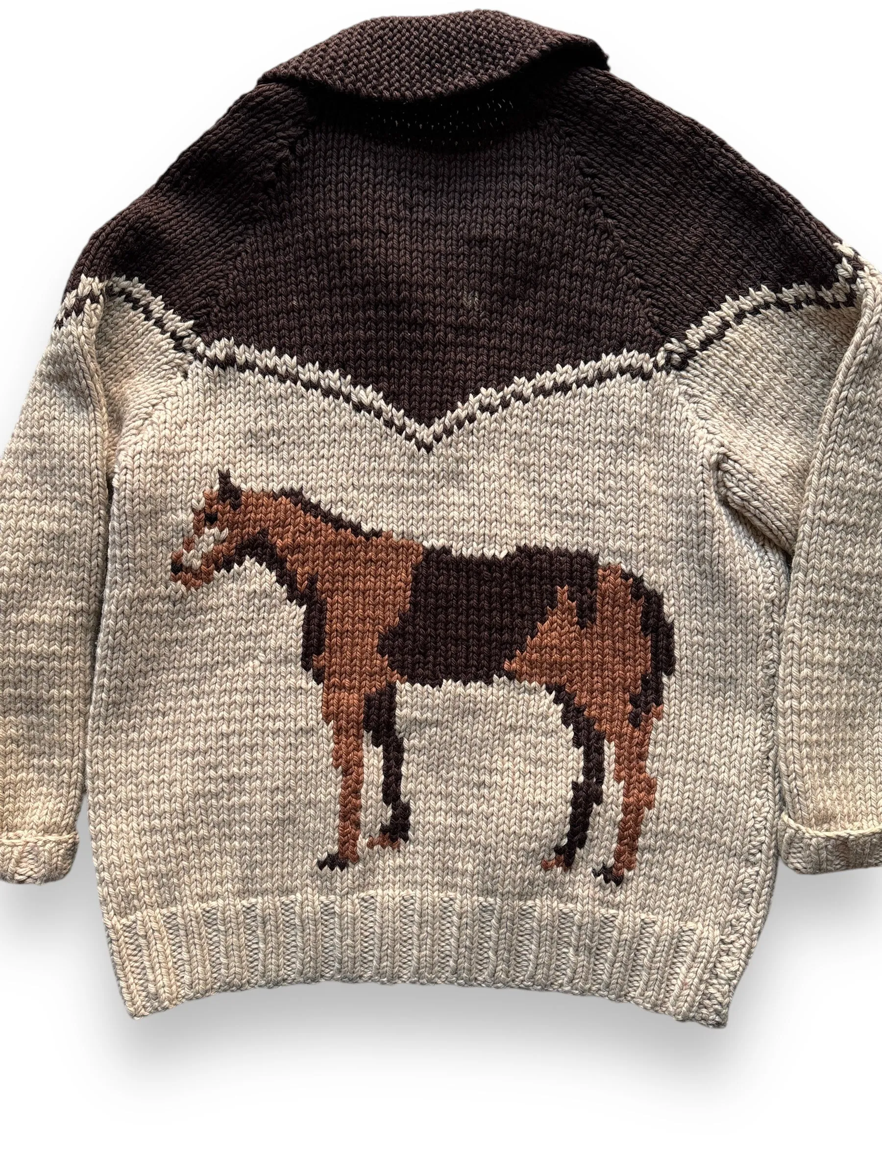 Vintage Horse Themed Cowichan Style Sweater SZ L