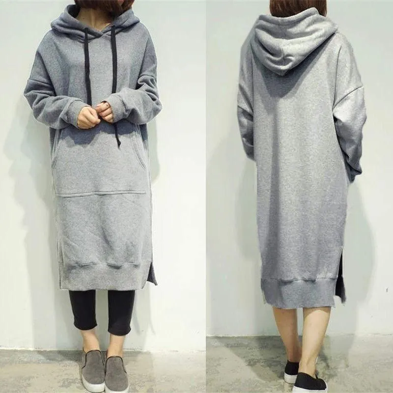 Warm Long Sleeve Loose Pocket Cotton Sweatshirt