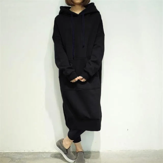 Warm Long Sleeve Loose Pocket Cotton Sweatshirt