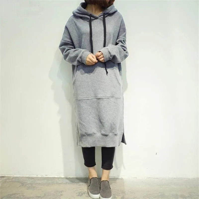 Warm Long Sleeve Loose Pocket Cotton Sweatshirt