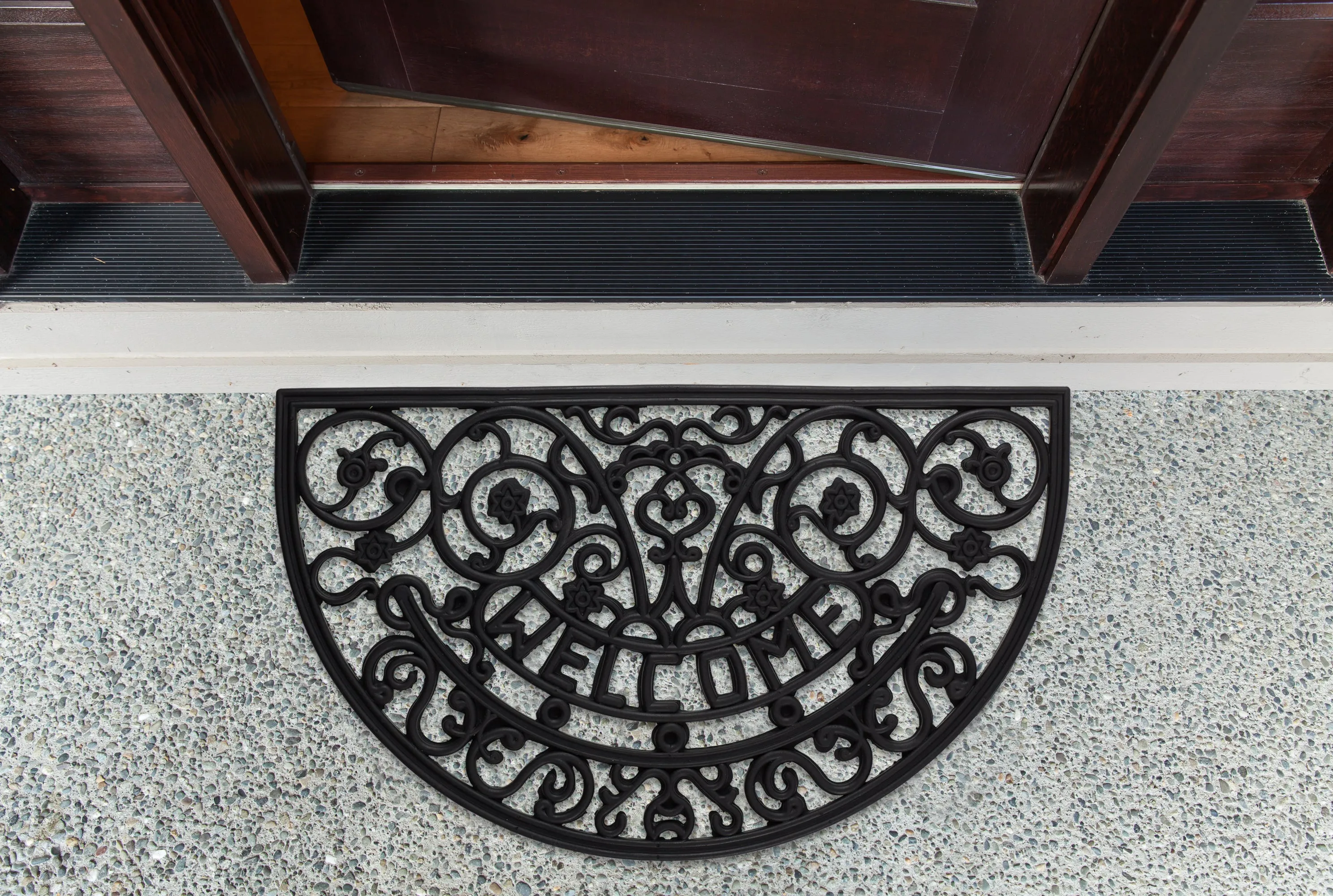 Welcome Scroll Half Moon Rubber Doormat