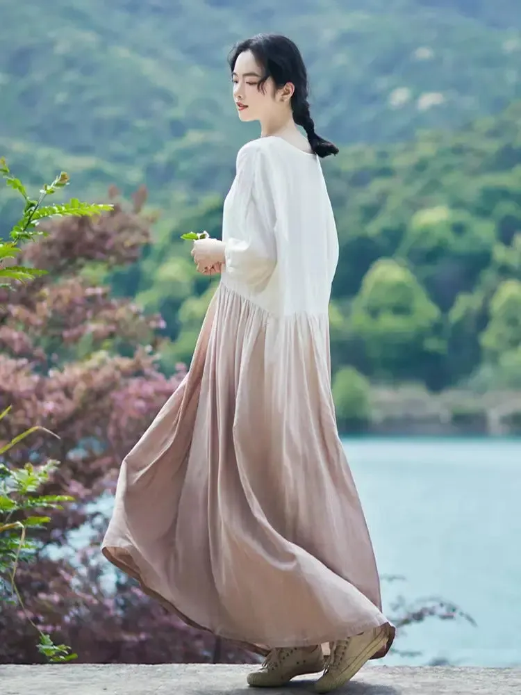 White Bridesmaid Dress with Long Sleeves