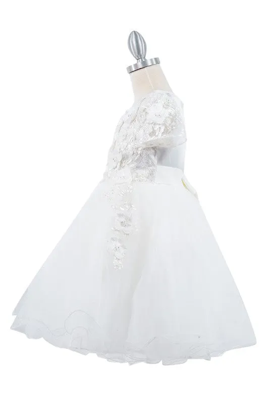 White Cap Sleeve 3D Dress