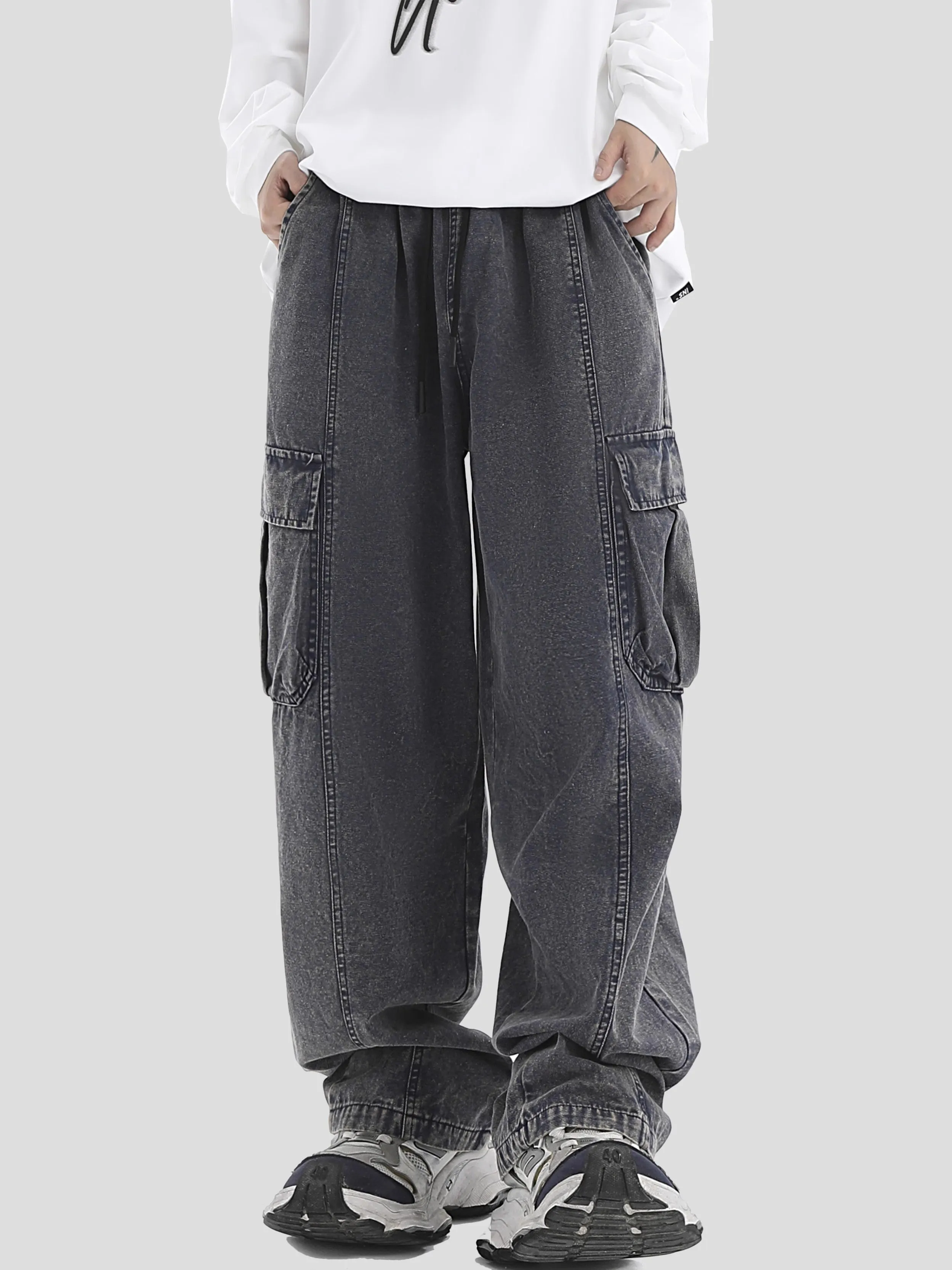 Wide Leg Cargo Denim Pants WN7158