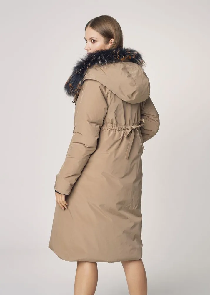 Women Reversible Faux Fur Hood Coat For Winter