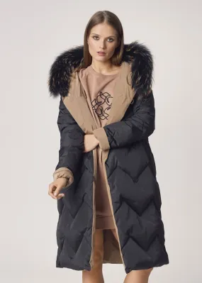 Women Reversible Faux Fur Hood Coat For Winter